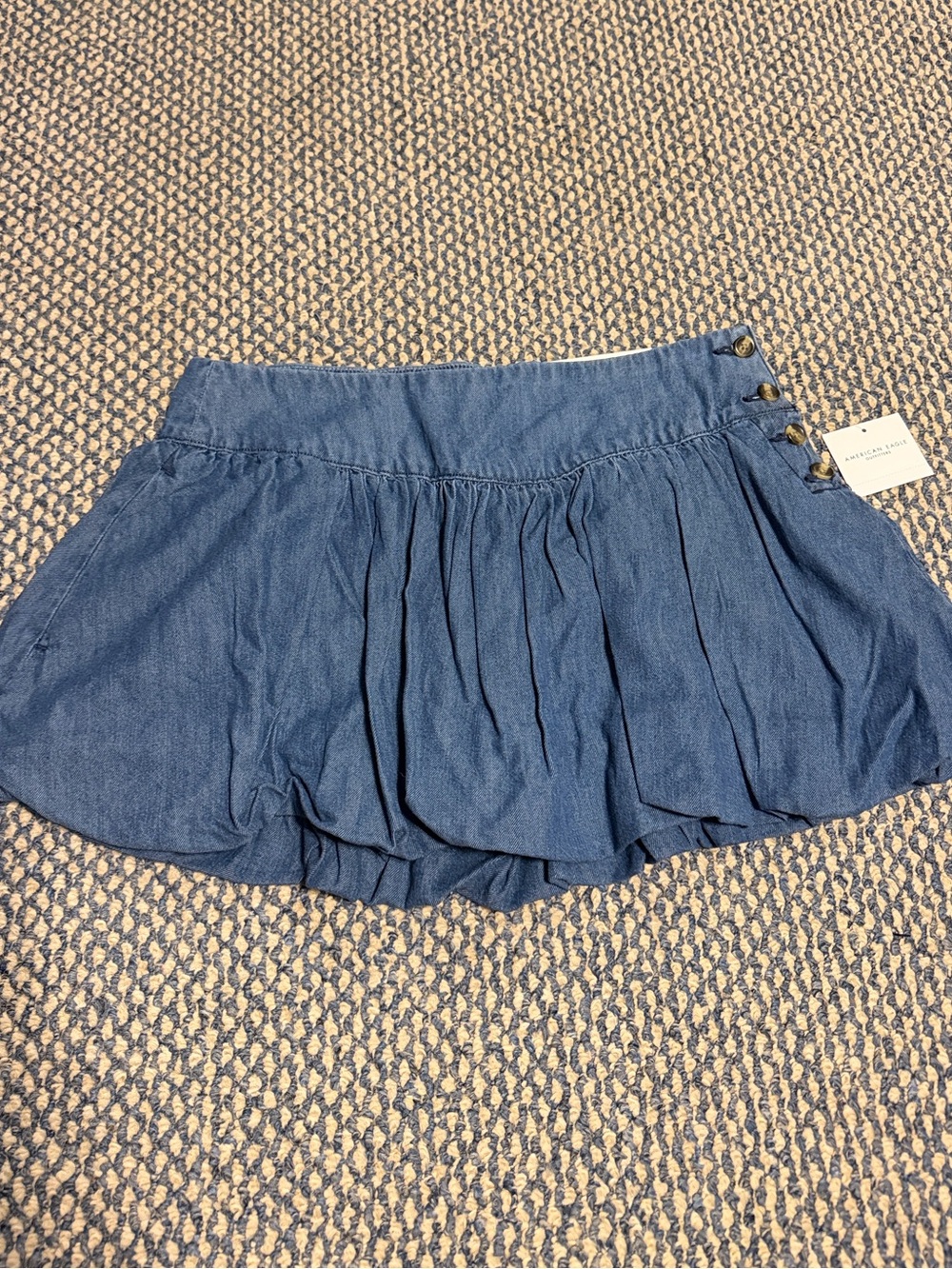 American Eagle Outfitters Denim Bubble Skort with Side Buttons